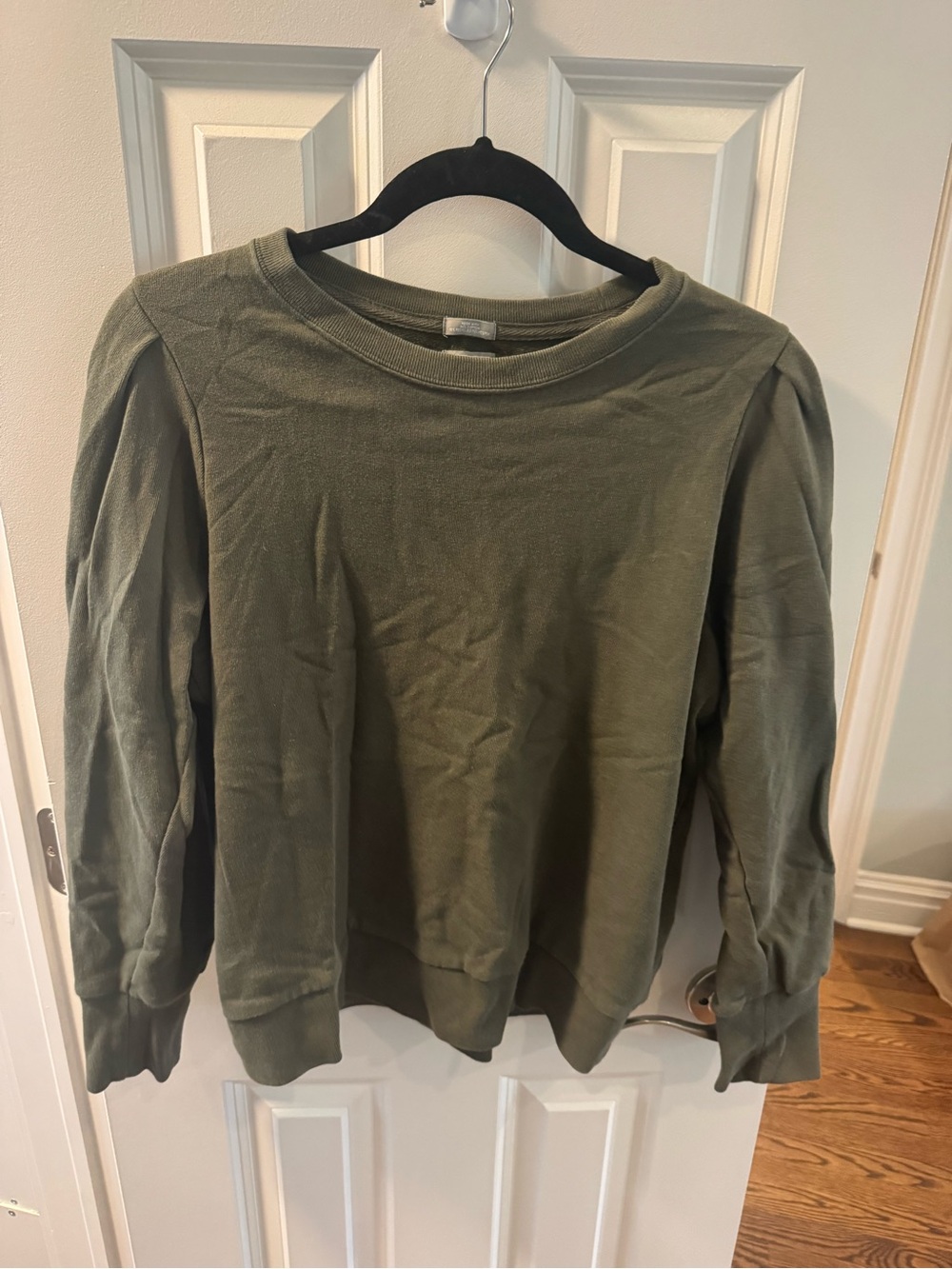 GAP Olive Green Crewneck puff sleeve Sweatshirt